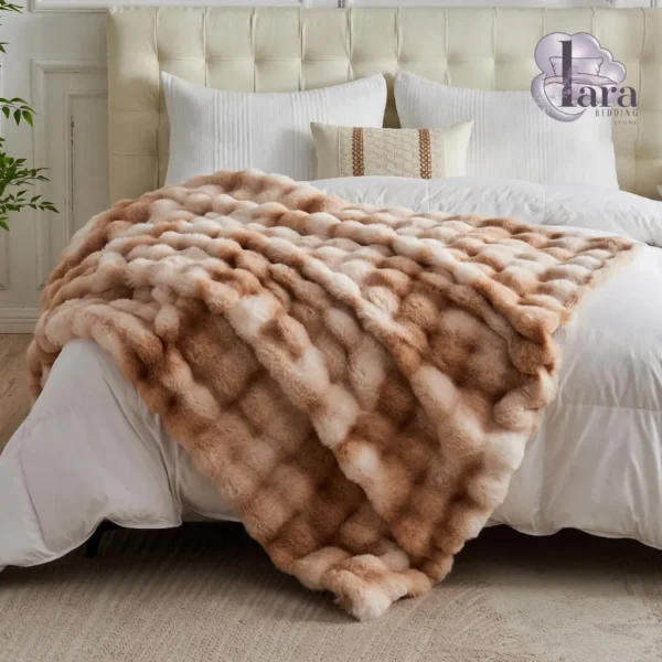 Lotus Karen Faux Fur Throw Blanket Coffee