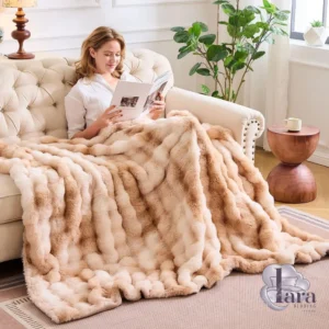 Lotus Karen Faux Fur Throw Blanket Coffee