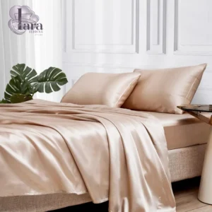 MR&HM 4-Piece Satin Bed Sheet Set (Queen, Champagne)