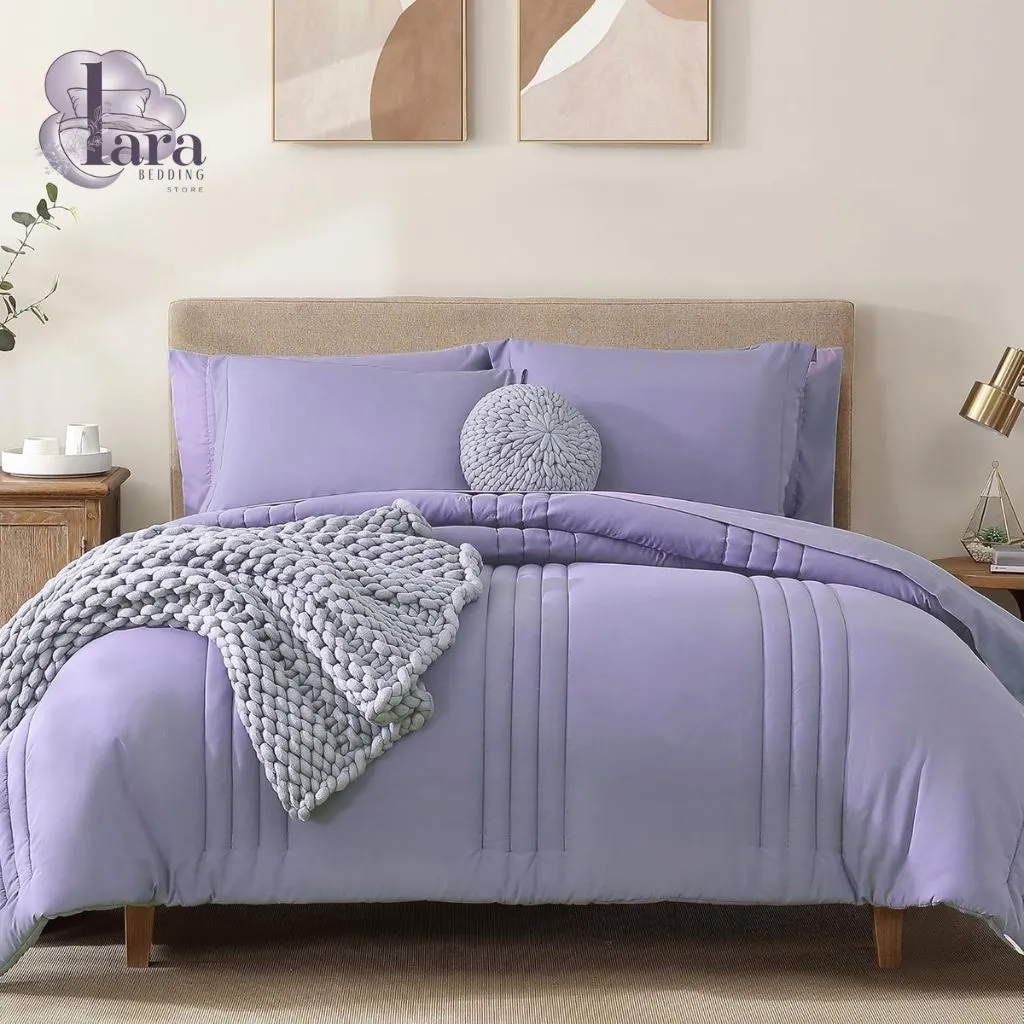 Monbix 7 Piece Full Size Bedding Sets (Light Purple)