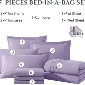 Monbix 7 Piece Full Size Bedding Sets (Light Purple)