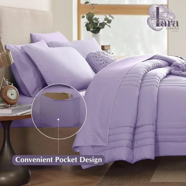 Monbix 7 Piece Full Size Bedding Sets (Light Purple)