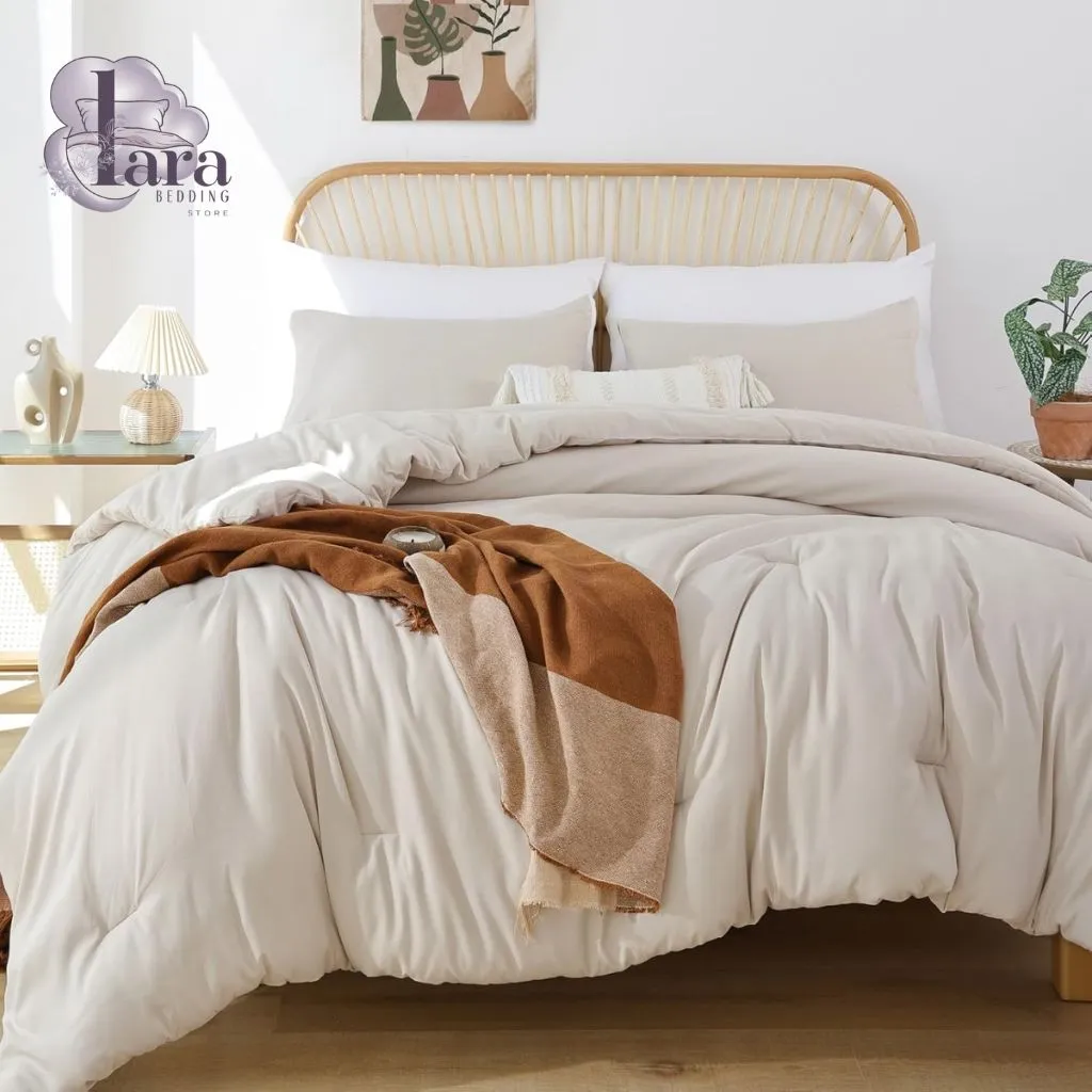 ROSGONIA Beige Comforter Set Queen